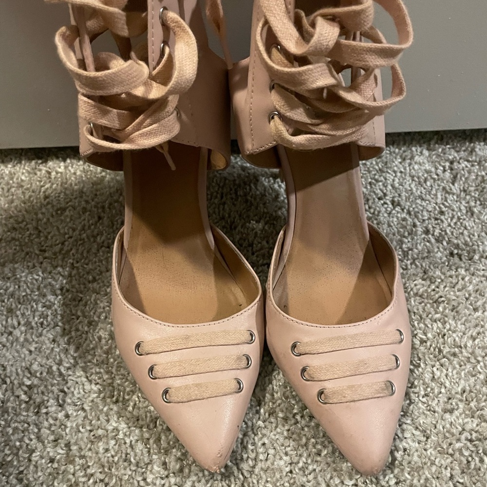 Elegant/Athletic Pink Lace-Up Women's Heels